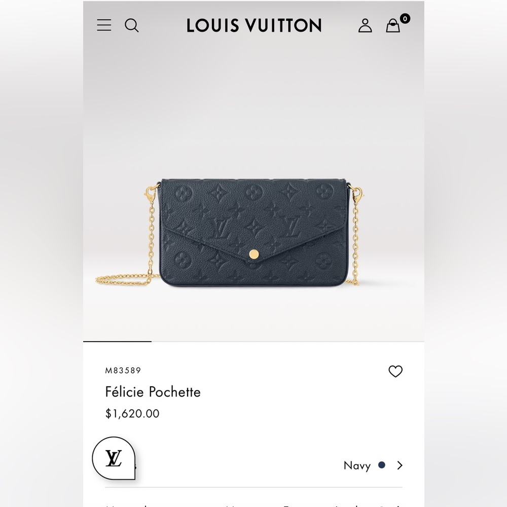 Authentic Louis Vuitton Felice Pochette Monogram Empreinte Leather Navy